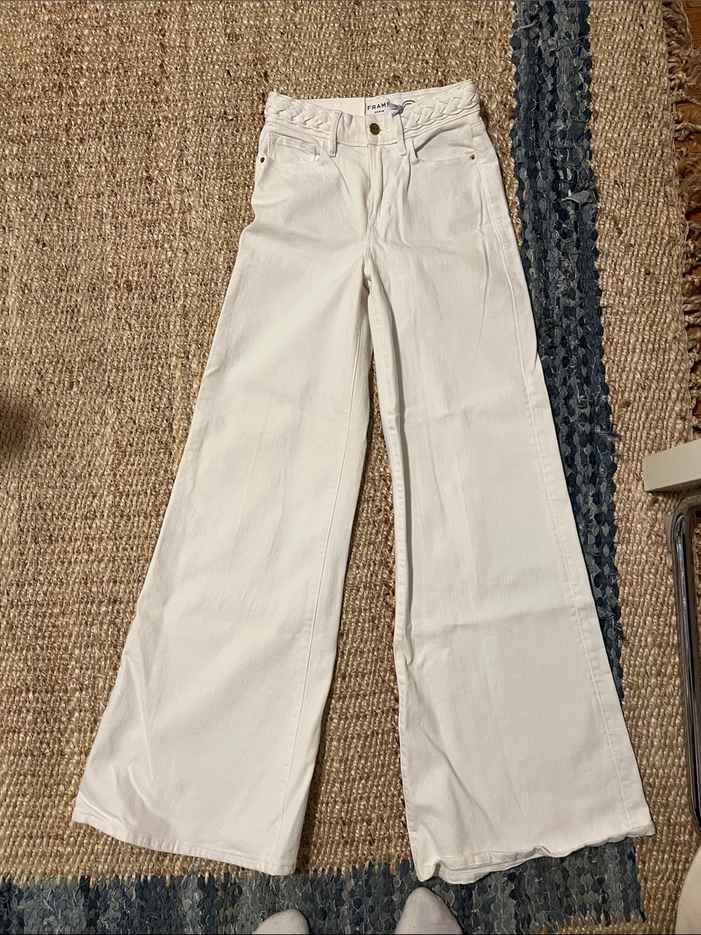 Frame Denim White Wide Leg Flare Jeans
